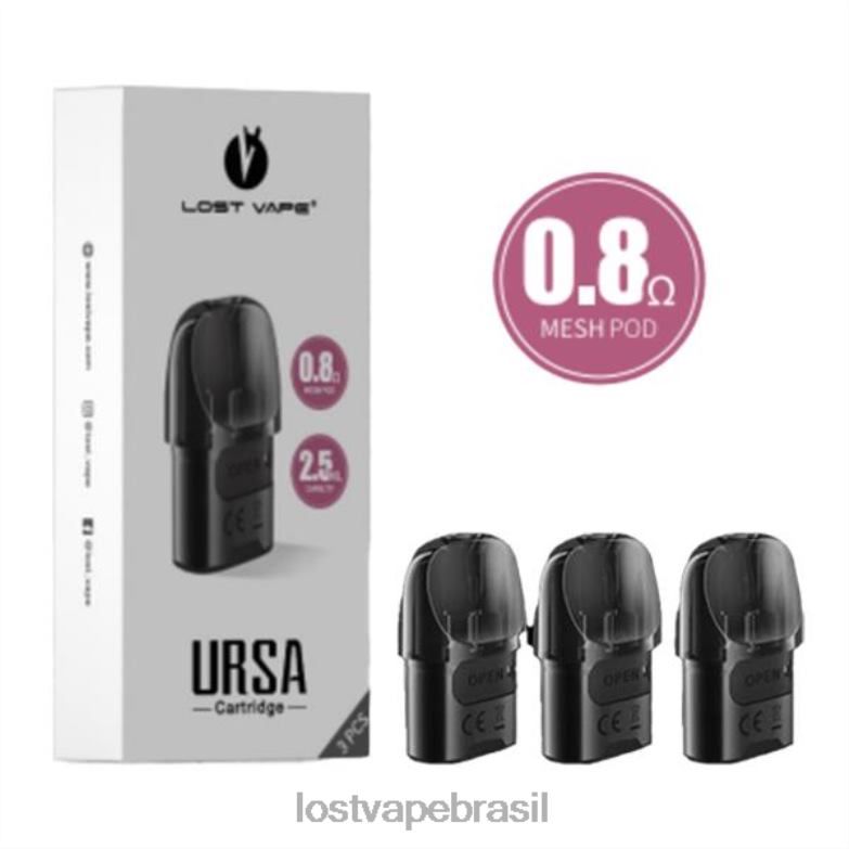 Lost Vape URSA cápsulas de substituição | 2,5ml (pacote com 3) preto 0,8ohm VX68D123 | Lost Vape Wholesale