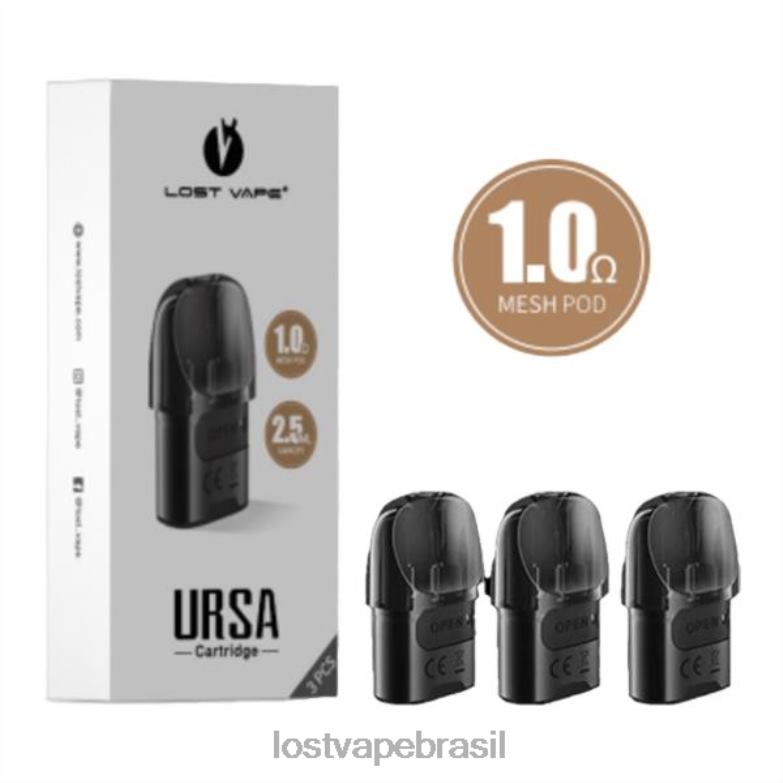 Lost Vape URSA cápsulas de substituição | 2,5ml (pacote com 3) preto 1.ohm VX68D124 | Lost Vape Review Brasil